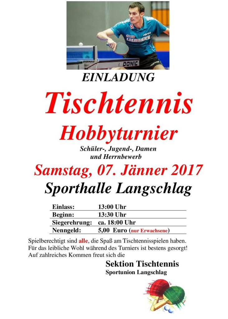 Einladung TT Hobbyturnier 2017